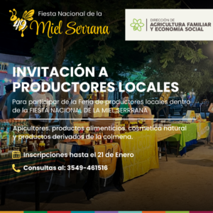 Lee más sobre el artículo ¡PARTICIPÁ EN LA FIESTA NACIONAL DE LA MIEL SERRANA!